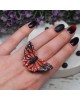 Regulowany pierścionek motyl - czerwono czarny