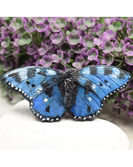 Motyl - niebieska duża broszka