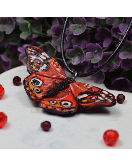 Motyl - naszyjnik w odcieniach czerwieni