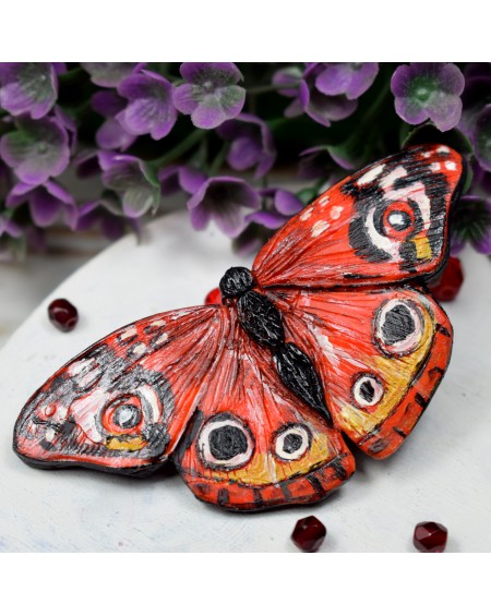 Motyl - broszka w odcieniach czerwieni