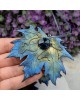 Liść klonu - duży wisior w odcieniach metalicznego błękitu i zieleni