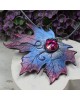 liść klonu - duży wisior - różowy kryształ